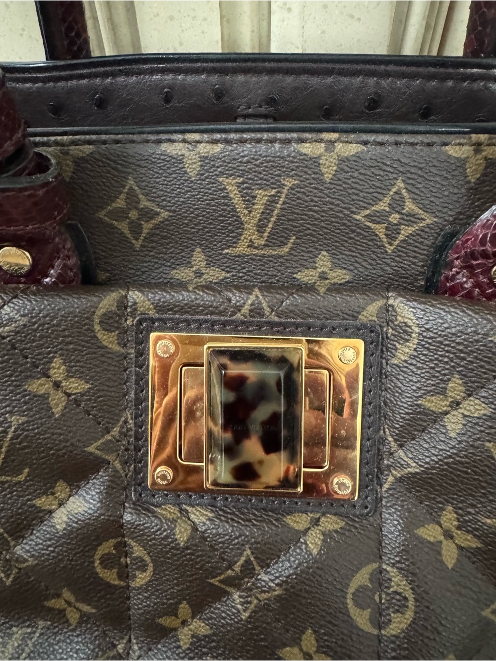 AUTHENTIC Louis Vuitton Monogram Quilted Satchel with Burgundy Handles - Picture 2 of 12